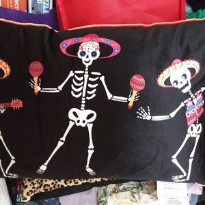 Halloween Skeleton Sumbrero Throw Pillow